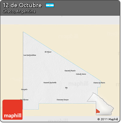 Classic Style 3D Map of 12 De Octubre, single color outside