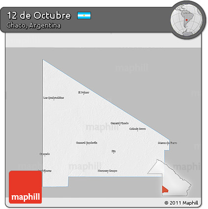 Gray 3D Map of 12 De Octubre, single color outside