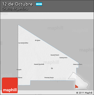 Gray 3D Map of 12 De Octubre, single color outside