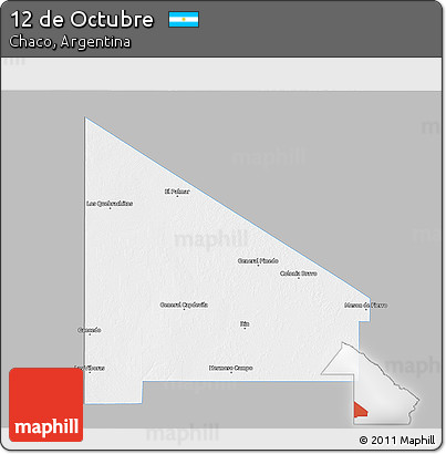 Gray 3D Map of 12 De Octubre, single color outside