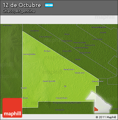 Physical 3D Map of 12 De Octubre, darken