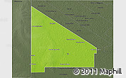 Physical 3D Map of 12 de Octubre, darken, semi-desaturated