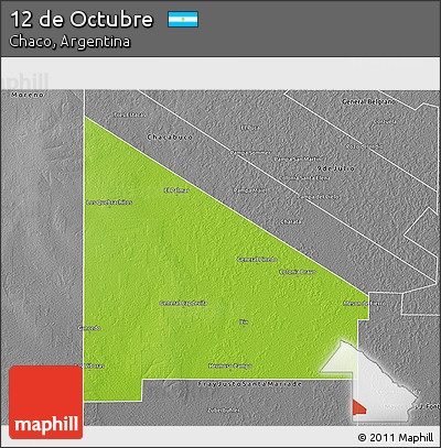 Physical 3D Map of 12 De Octubre, desaturated