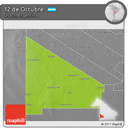 Physical 3D Map of 12 De Octubre, desaturated