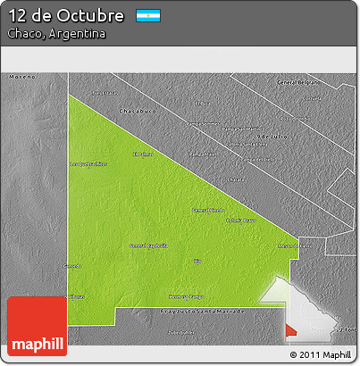 Physical 3D Map of 12 De Octubre, desaturated