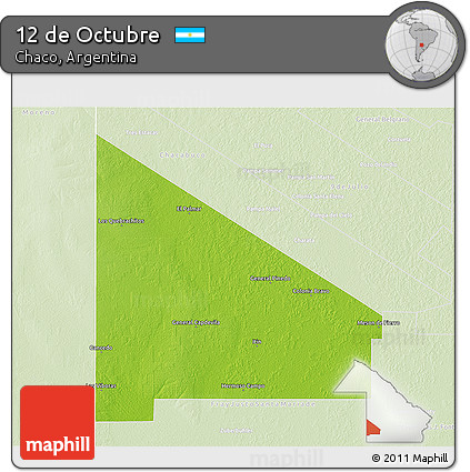 Physical 3D Map of 12 De Octubre, lighten