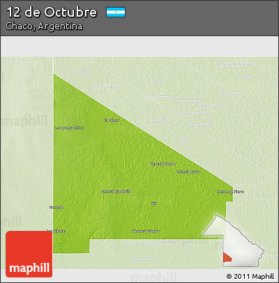 Physical 3D Map of 12 De Octubre, lighten