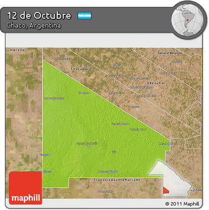 Physical 3D Map of 12 De Octubre, satellite outside
