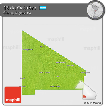 Physical 3D Map of 12 De Octubre, single color outside