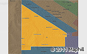 Political 3D Map of 12 de Octubre, darken, semi-desaturated