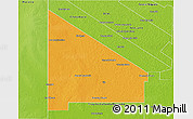 Political 3D Map of 12 de Octubre, physical outside