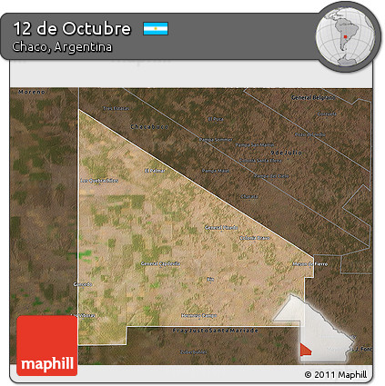 Satellite 3D Map of 12 De Octubre, darken