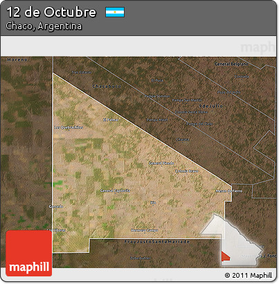 Satellite 3D Map of 12 De Octubre, darken