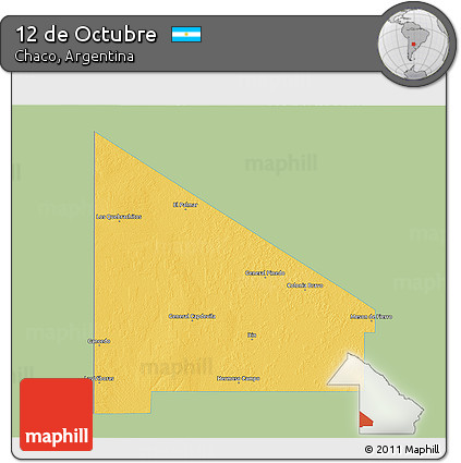 Savanna Style 3D Map of 12 De Octubre, single color outside