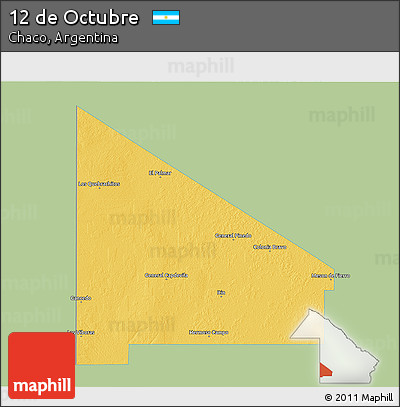 Savanna Style 3D Map of 12 De Octubre, single color outside