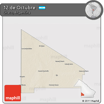 Shaded Relief 3D Map of 12 De Octubre, cropped outside