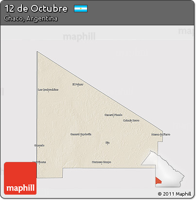 Shaded Relief 3D Map of 12 De Octubre, cropped outside