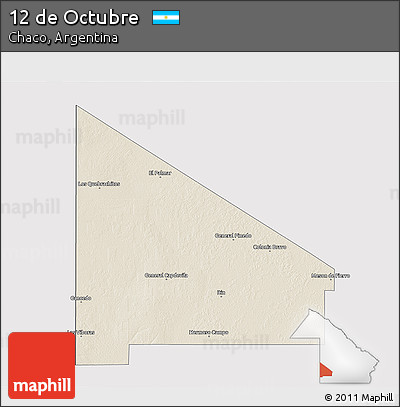 Shaded Relief 3D Map of 12 De Octubre, cropped outside