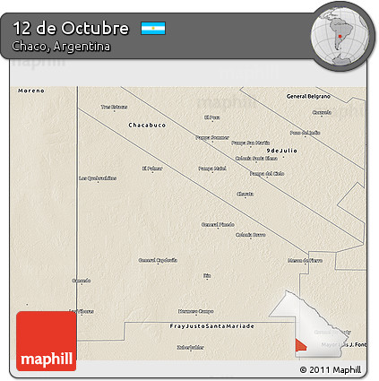 Shaded Relief 3D Map of 12 De Octubre