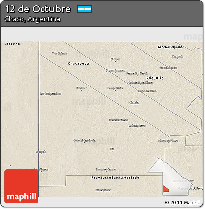 Shaded Relief 3D Map of 12 De Octubre