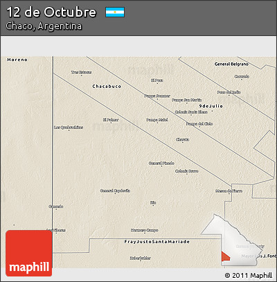 Shaded Relief 3D Map of 12 De Octubre