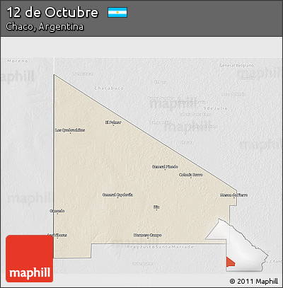 Shaded Relief 3D Map of 12 De Octubre, lighten, desaturated
