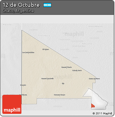 Shaded Relief 3D Map of 12 De Octubre, lighten, desaturated