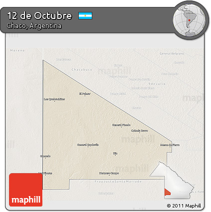 Shaded Relief 3D Map of 12 De Octubre, lighten