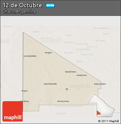 Shaded Relief 3D Map of 12 De Octubre, lighten