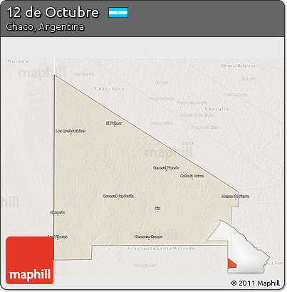 Shaded Relief 3D Map of 12 De Octubre, lighten