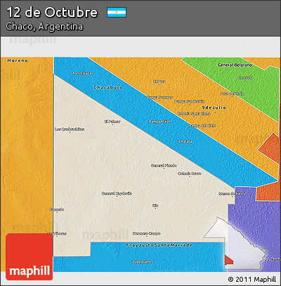 Shaded Relief 3D Map of 12 De Octubre, political outside
