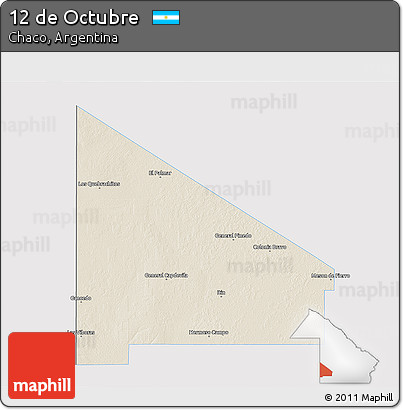Shaded Relief 3D Map of 12 De Octubre, single color outside
