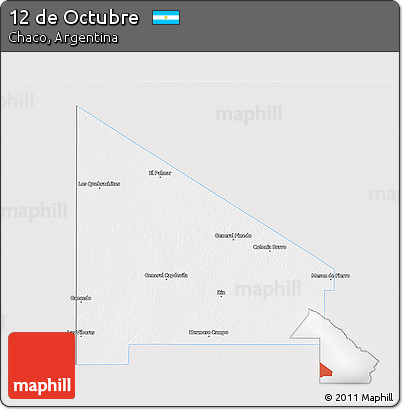 Silver Style 3D Map of 12 De Octubre, single color outside