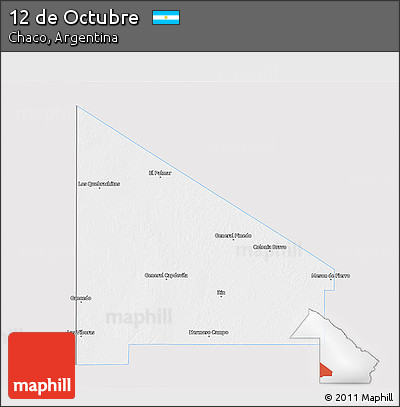 Silver Style 3D Map of 12 De Octubre, single color outside