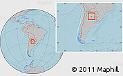 Gray Location Map of 12 de Octubre, within the entire country, hill shading