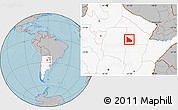 Gray Location Map of 12 de Octubre, highlighted country, hill shading