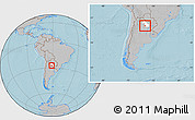Gray Location Map of 12 de Octubre, highlighted parent region, within the entire country, hill shading