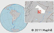 Gray Location Map of 12 de Octubre, highlighted parent region, hill shading