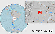 Gray Location Map of 12 de Octubre, hill shading
