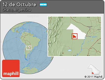 Savanna Style Location Map of 12 De Octubre, highlighted parent region, hill shading