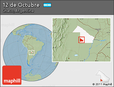 Savanna Style Location Map of 12 De Octubre, highlighted parent region, hill shading
