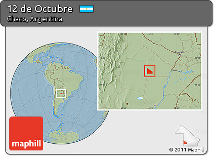 Savanna Style Location Map of 12 De Octubre, hill shading
