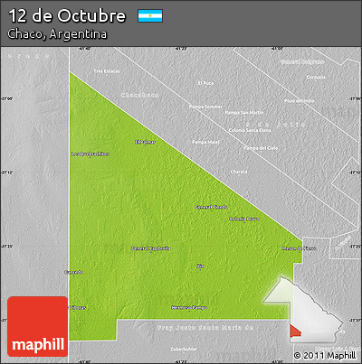 Physical Map of 12 De Octubre, lighten, desaturated
