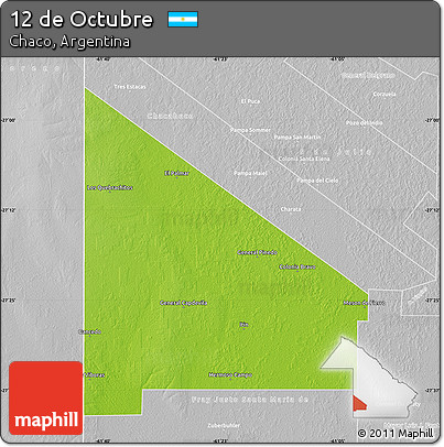 Physical Map of 12 De Octubre, lighten, desaturated