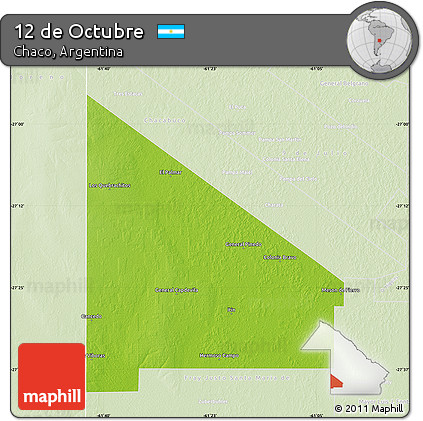 Physical Map of 12 De Octubre, lighten
