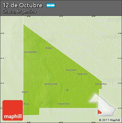 Physical Map of 12 De Octubre, lighten