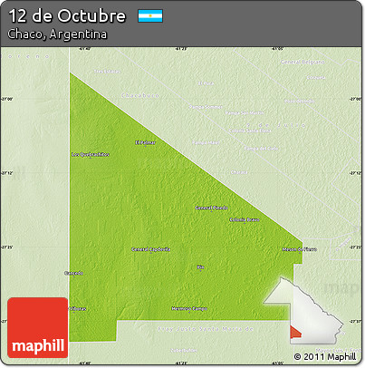 Physical Map of 12 De Octubre, lighten