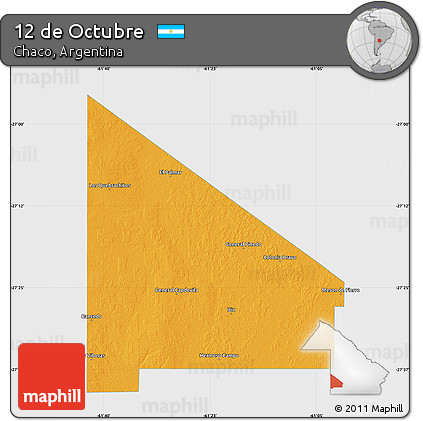 Political Map of 12 De Octubre, single color outside