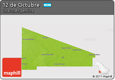 Physical Panoramic Map of 12 De Octubre, cropped outside