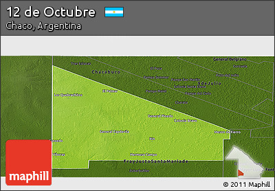 Physical Panoramic Map of 12 De Octubre, darken